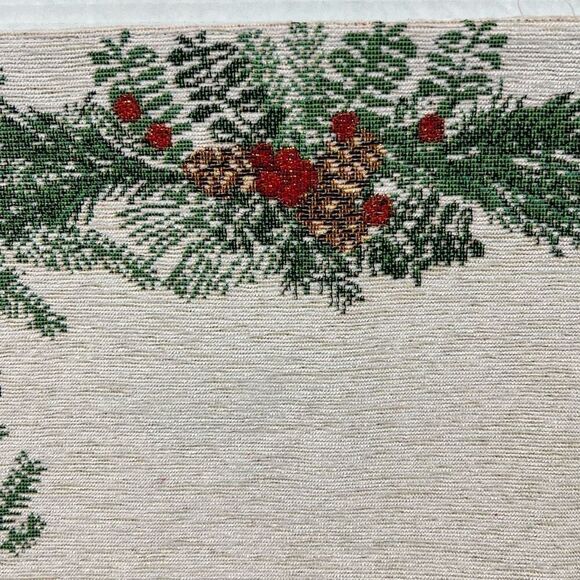 Vintage Christmas Table Placemats and Runner Cream with Wreath Design Cotton - Picture 5 of 11